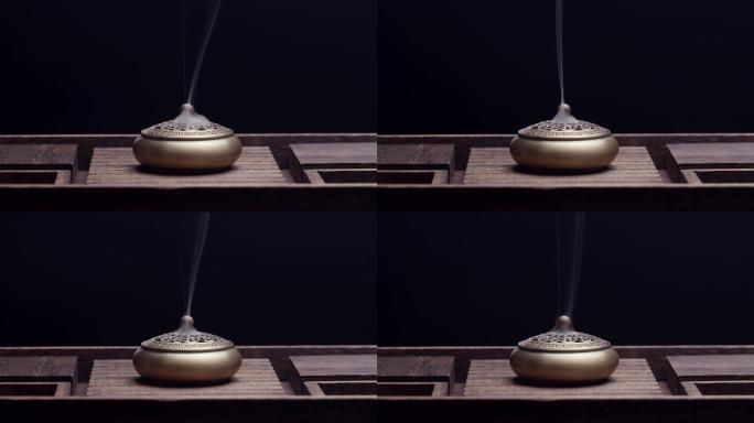 4K焚香炉禅意写意视频素材