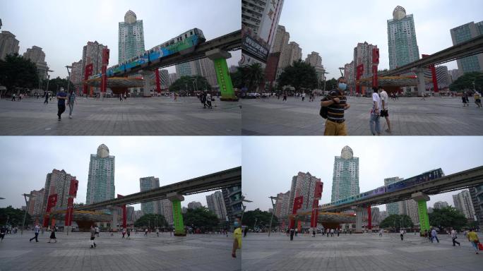 4K重庆杨家坪步行街轻轨实拍视频素材1