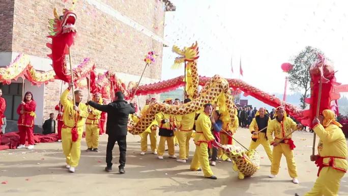 农村舞龙舞狮庆新年