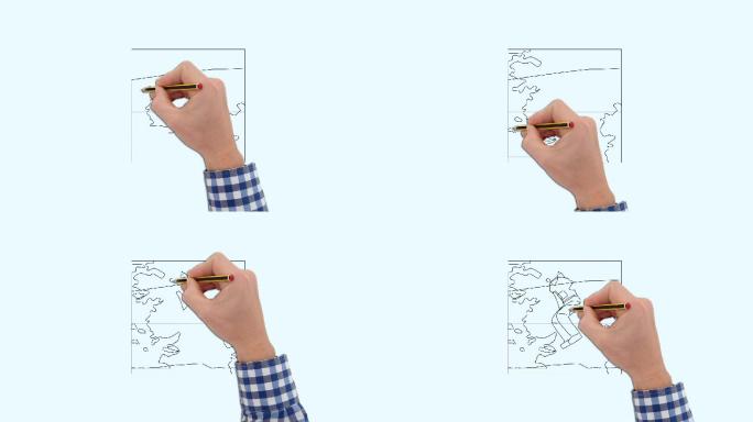 手绘滑雪剪影素材9