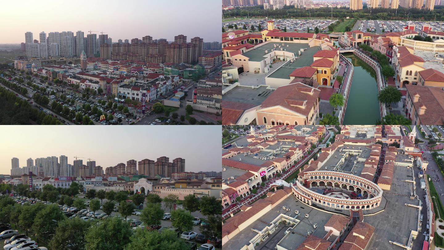 4k航拍高清天津武清佛罗伦萨小镇城市商业