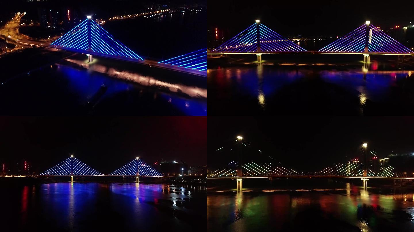 广西五象大桥夜景航拍空镜