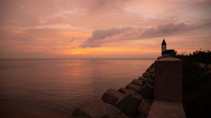 威海海边夕阳延时4k唯美落日黄昏