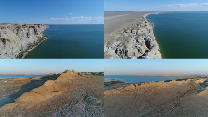 新疆阿勒泰海上魔鬼城航拍雅丹地貌