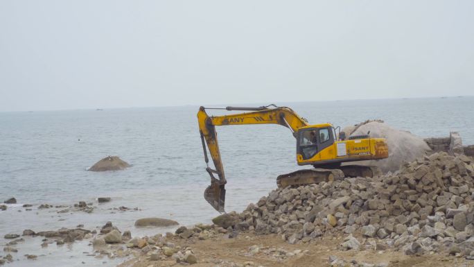 4K挖掘机施工-填海造陆