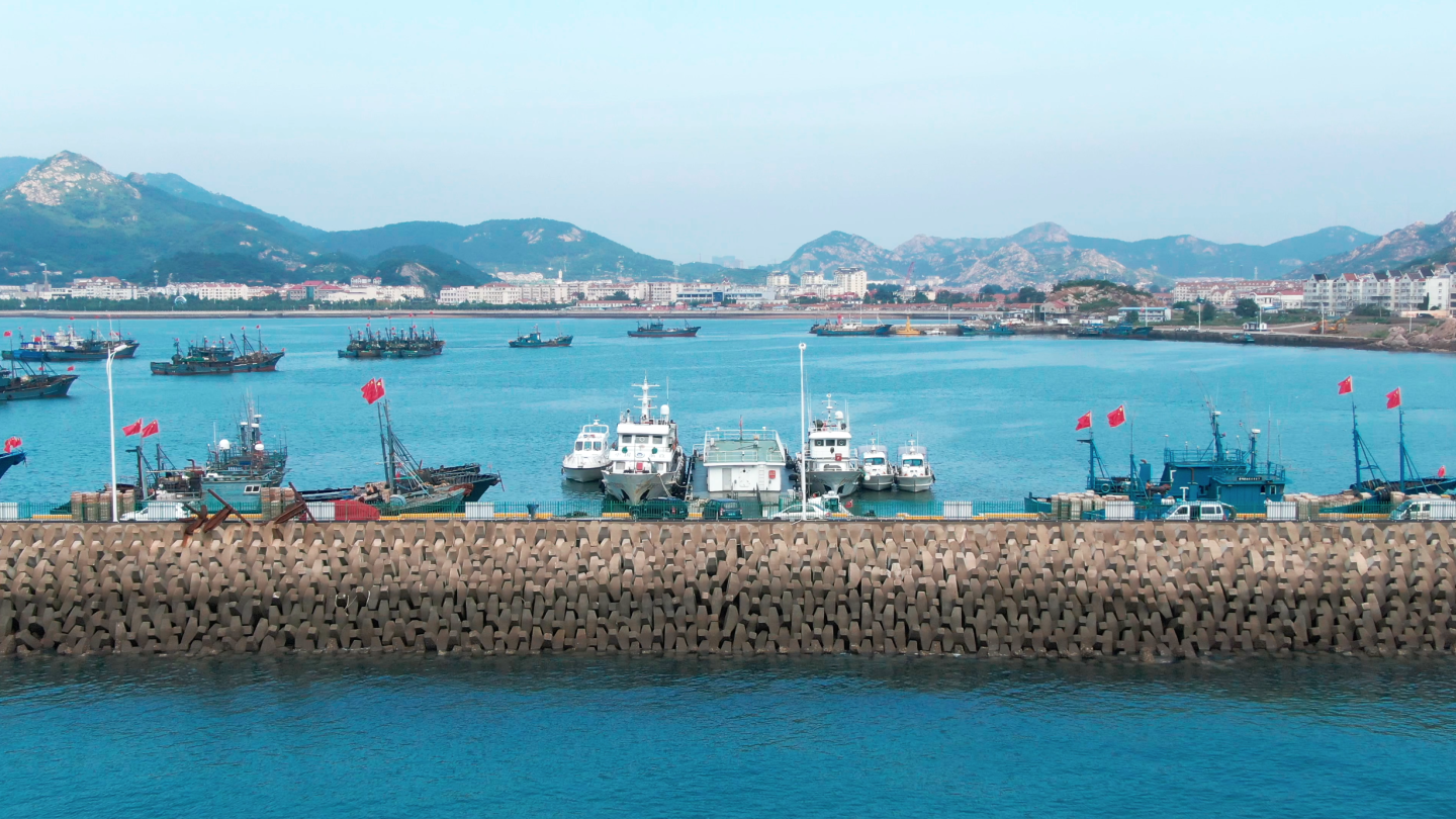 4K港口码头渔村渔民渔船海鲜市场青岛崂山