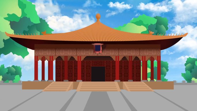童话剧古代建筑宫殿舞台小品背景
