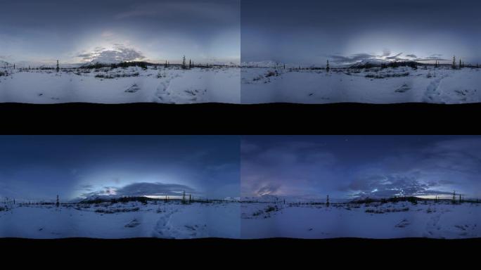 360VR全景视频傍晚天空延时白云冬季