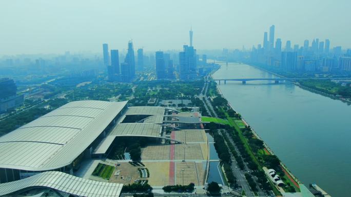 琶洲会展中心珠江广州塔4k航拍