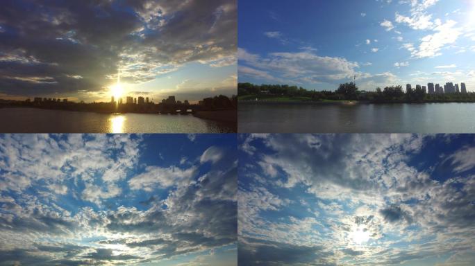 【4K】城市早晨日出蓝天白云延时