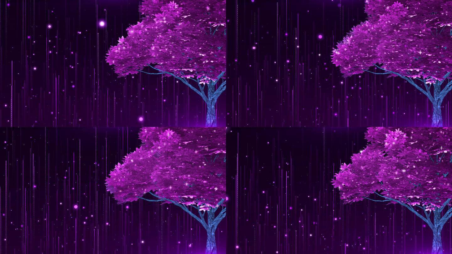 4K梦幻紫色树舞台循环