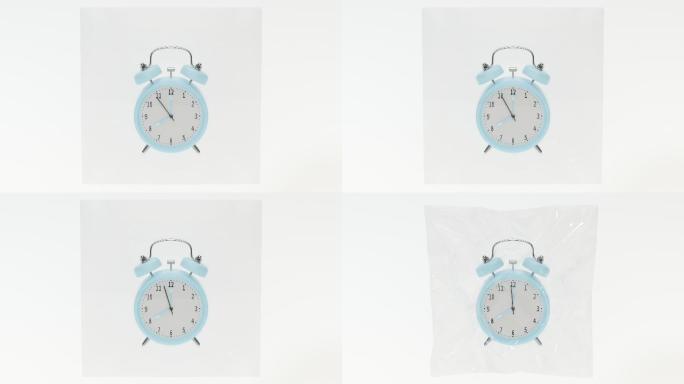 时间冻结在8点的闹钟3D渲染