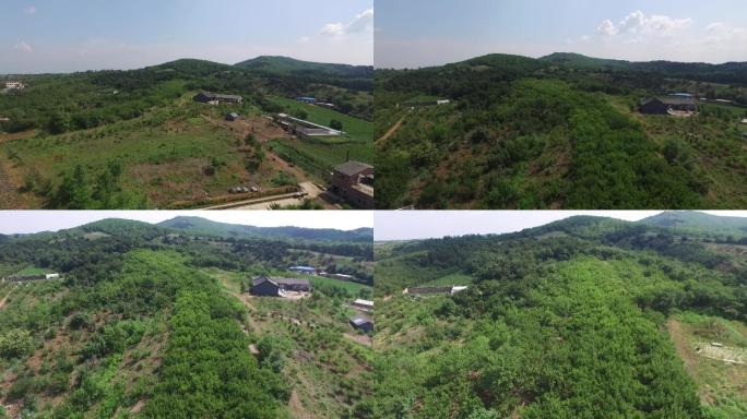 农村航拍小山村航拍绿水青山农田