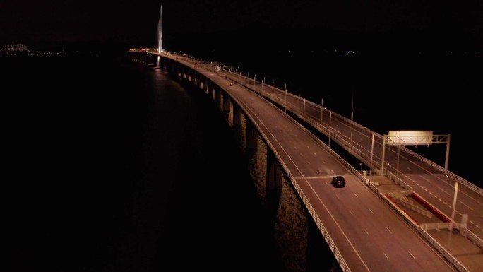 深圳湾大桥城市夜景失眠孤独感奋斗