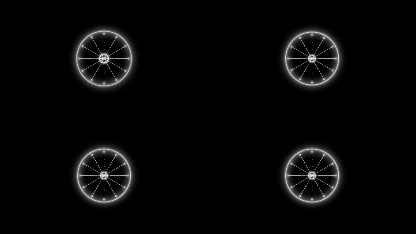 白色圆圈粒子扩散辐射通道视频-无缝循环