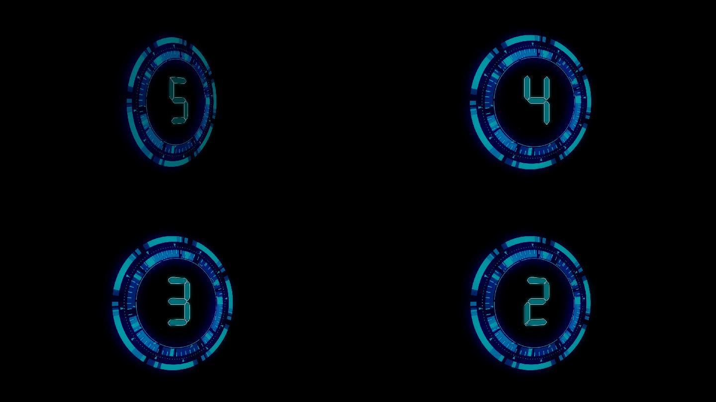 蓝色科技液晶5秒倒数计时通道视频