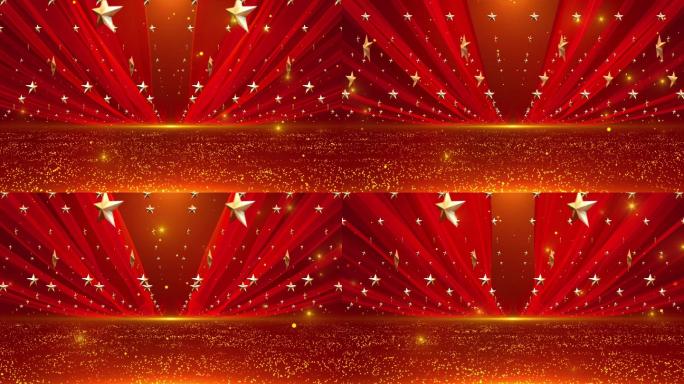 4K红绸星星粒子海洋红色舞台循环