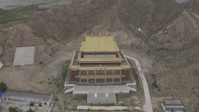 4K-HLG原素材-德令哈阿力腾寺院航拍