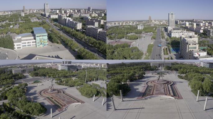 4K-HLG原素材-玉门市政广场航拍