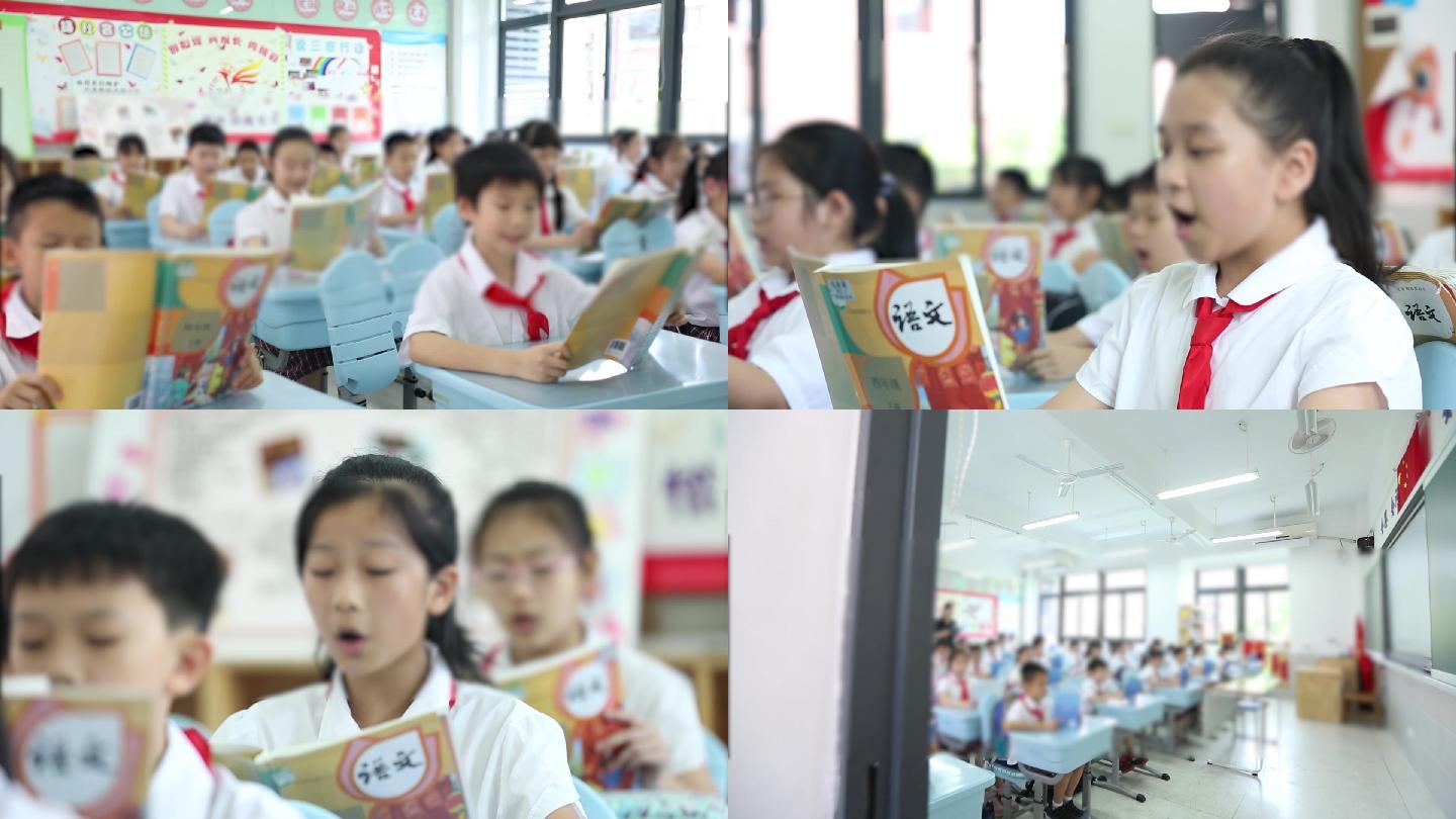 语文课老师带学生阅读读书