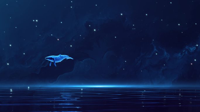 4K唯美梦幻宇宙鲸鱼背景视频