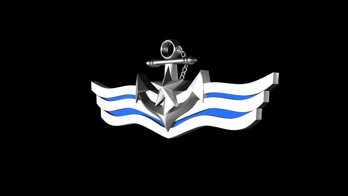海军部队3D胸标循环转动动画