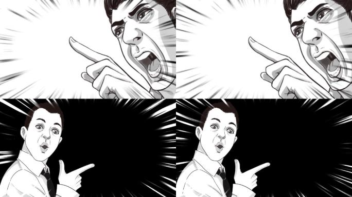 创意搞笑漫画风黑白动画视频