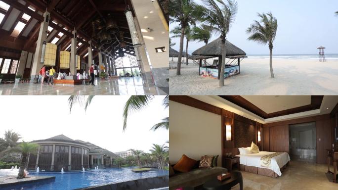 海边酒店客房沙滩游泳池空景