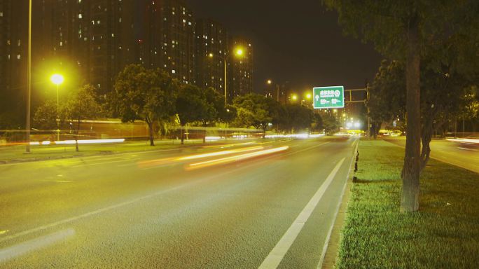 【有版权】城市交通夜景城市车流延时