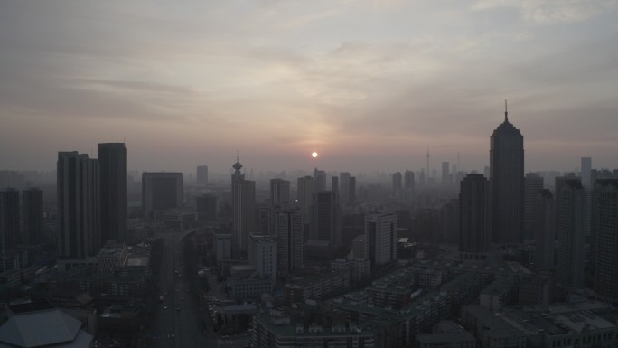 疫情下的天津城市夕阳