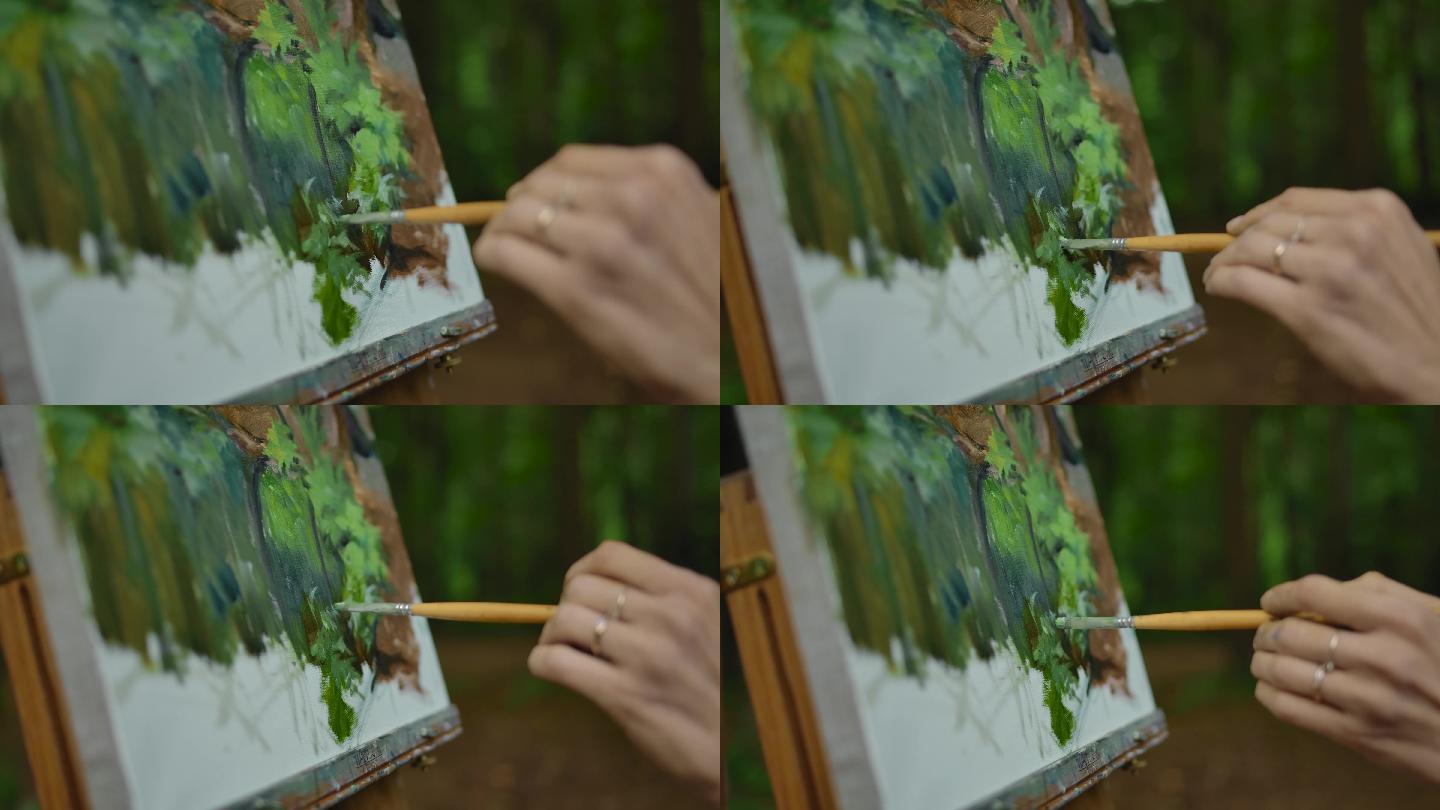 4K风景画画板绘画艺术创作油画画笔