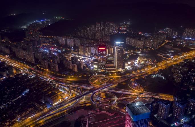 4K济南高架夜景大范围延时