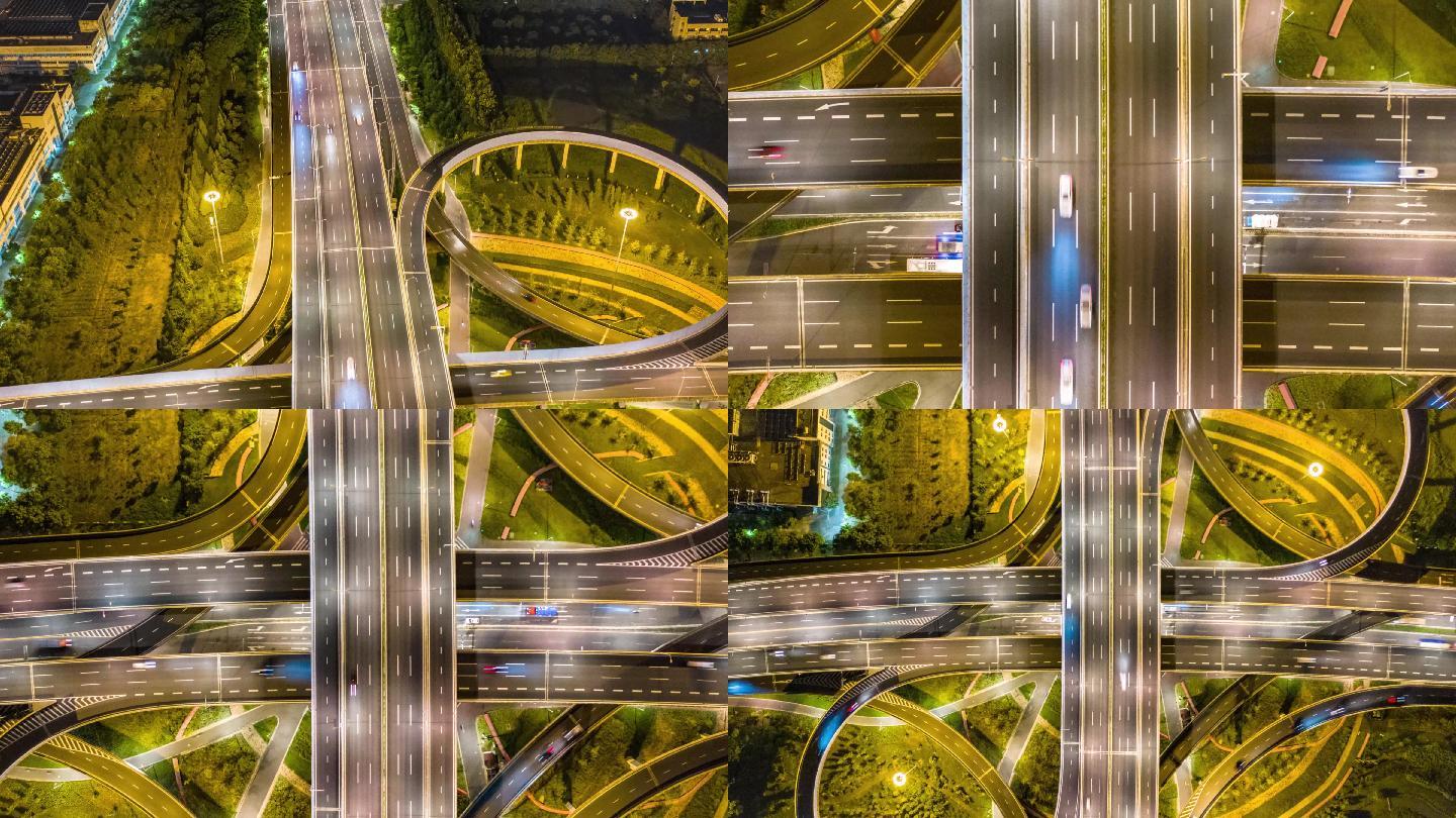 4k城市立交交通夜景延时摄影
