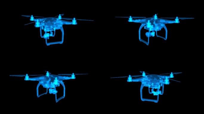 科技蓝色大疆无人机旋转展示透视图