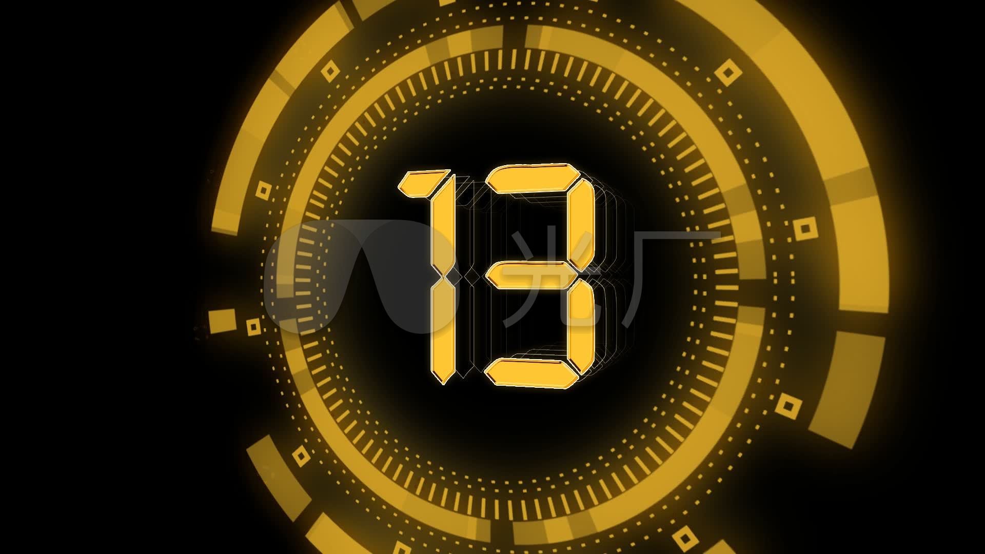 金黄色科技液晶扫描20秒倒数计时通道视频_1920x1080_高清视频素材