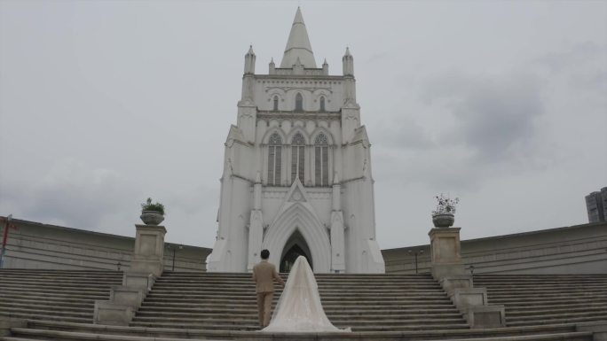 长沙教堂婚礼航拍空镜头