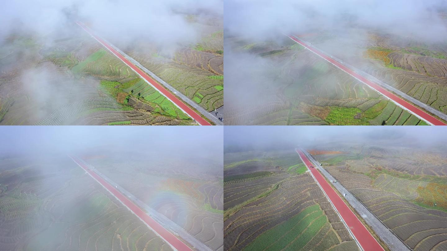 云南腾冲翡翠火山石高黎贡云端航拍美景