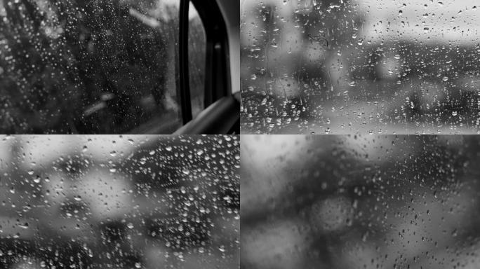 雨天车内拍后车窗