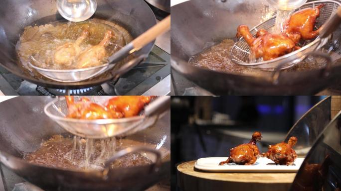 鹌鹑炸鹌鹑烤鹌鹑油炸食品视频素材