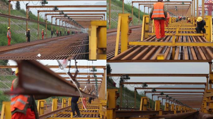 利川凉雾梁场装运500米长轨原始素材-1