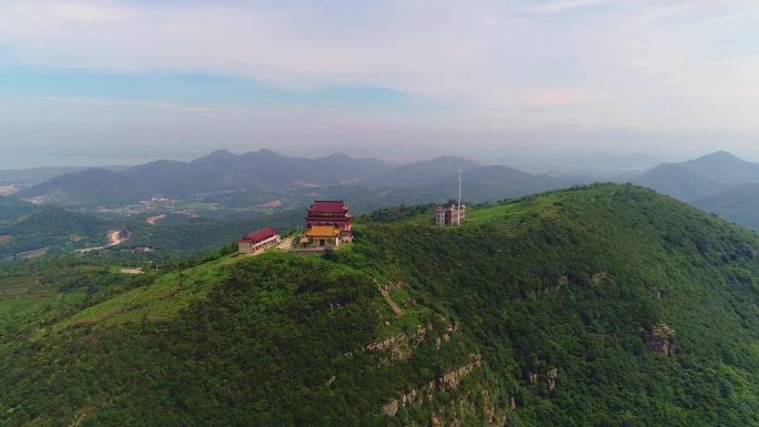 巢湖银屏山龙兴寺茶园群山航拍