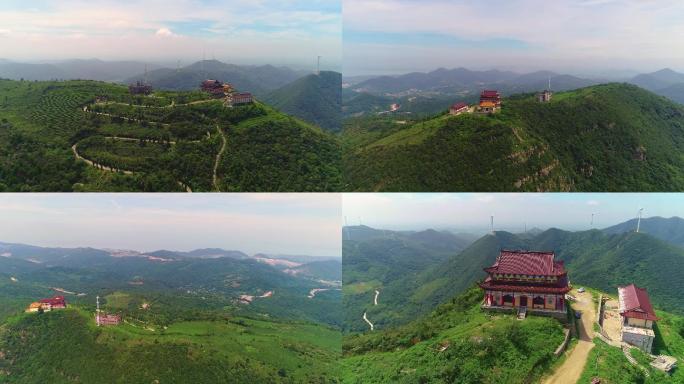 巢湖银屏山龙兴寺茶园群山航拍