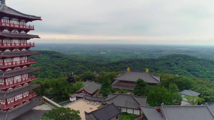 肥西紫蓬山西庐寺航拍高清