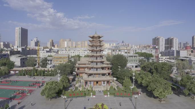 4K-HLG原素材-张掖木塔寺航拍