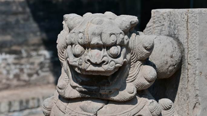 韩城市文庙古石狮子建筑实拍21