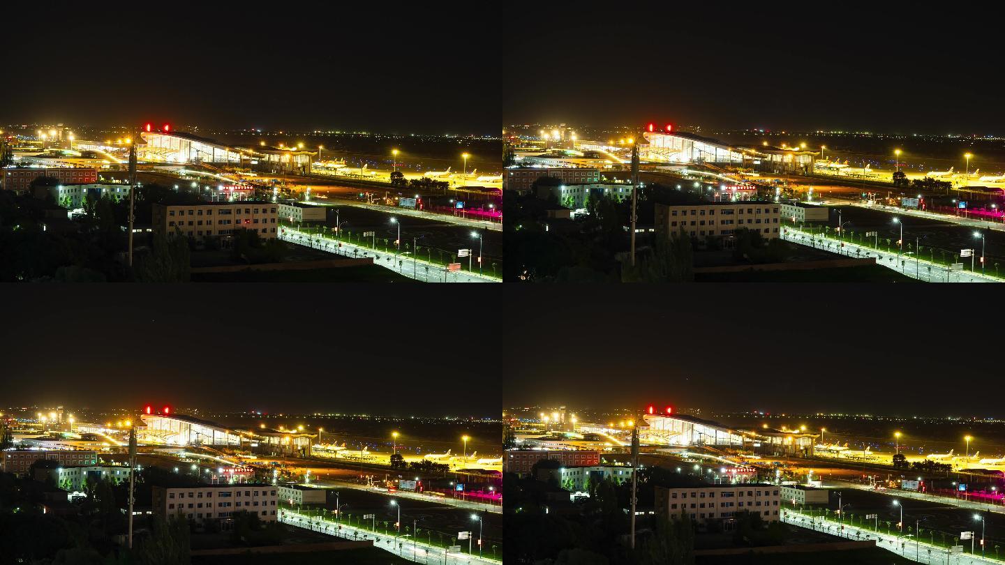 4K兰州中川国际机场夜景延时