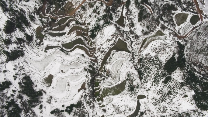 4K航拍贵州大山山区雪景