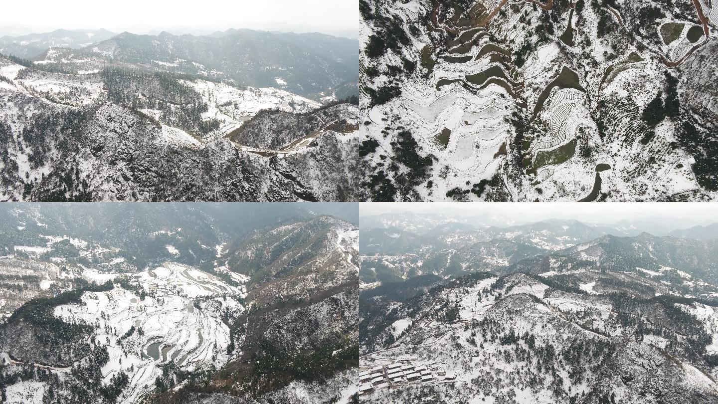 4K航拍贵州大山山区雪景