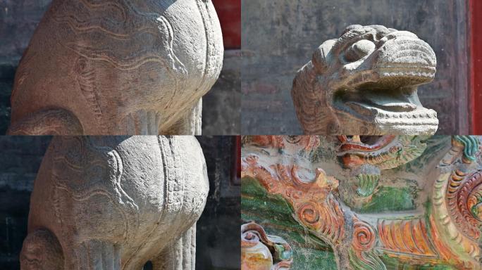 韩城市文庙古建筑石狮子实拍11
