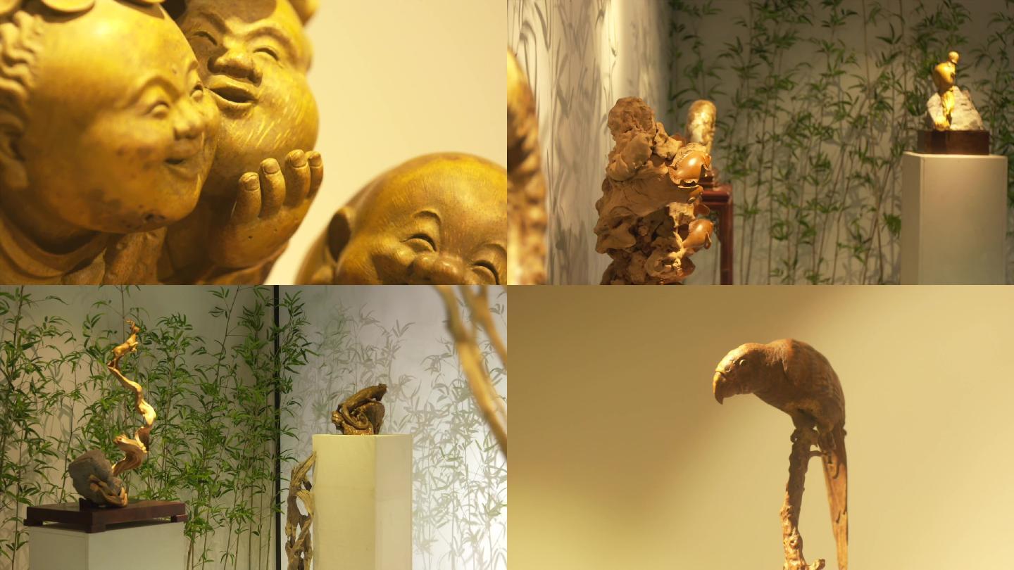 竹雕作品展示木雕特写雕塑A004